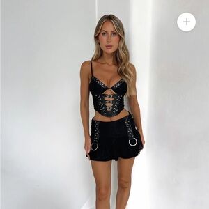 NWT Outcast Larisa Black Corset Belt Top
